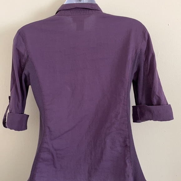 Max Studio: purple 3/4 length Top - Picture 3 of 4